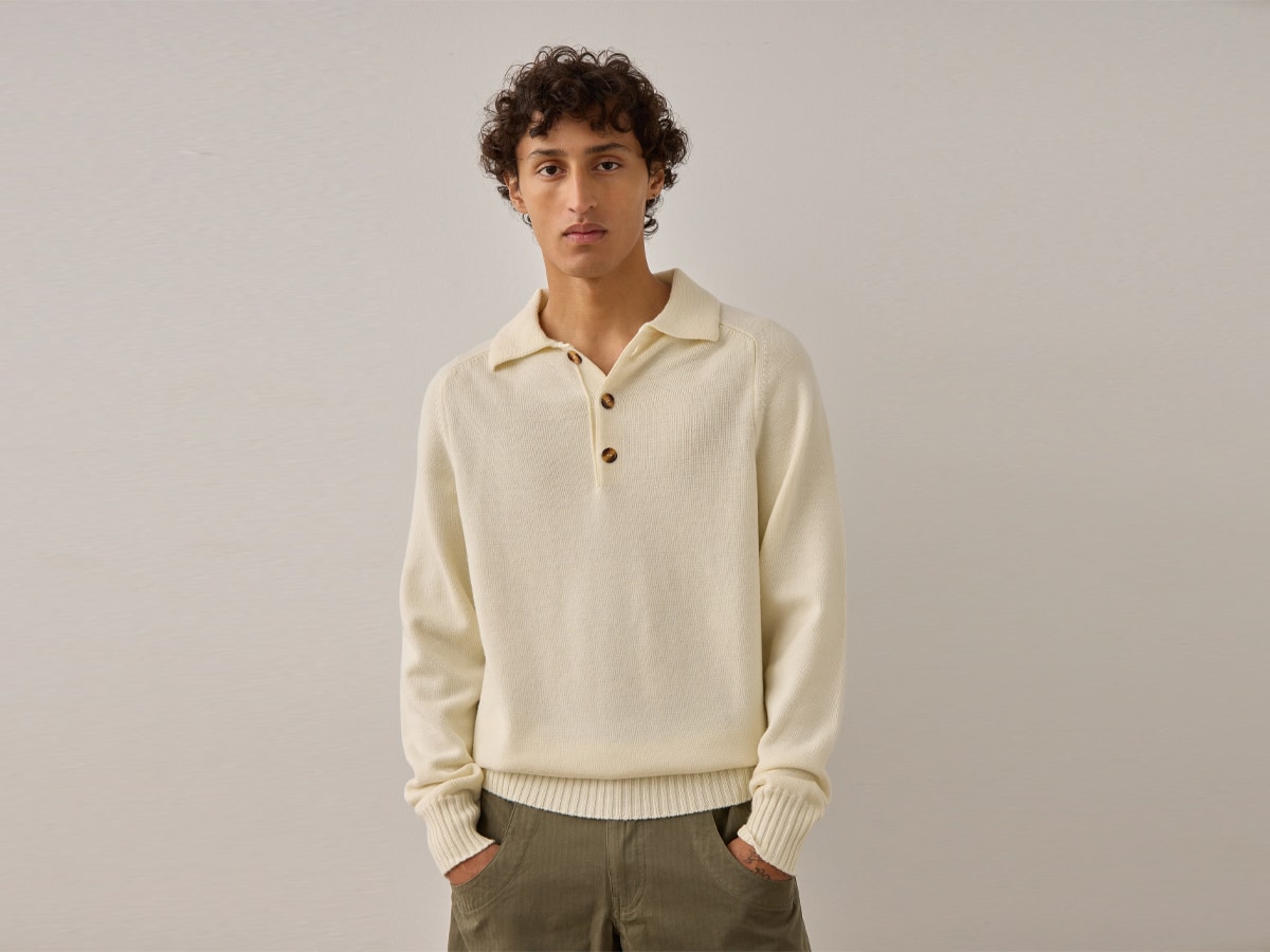 Long sleeve wool polo shirts