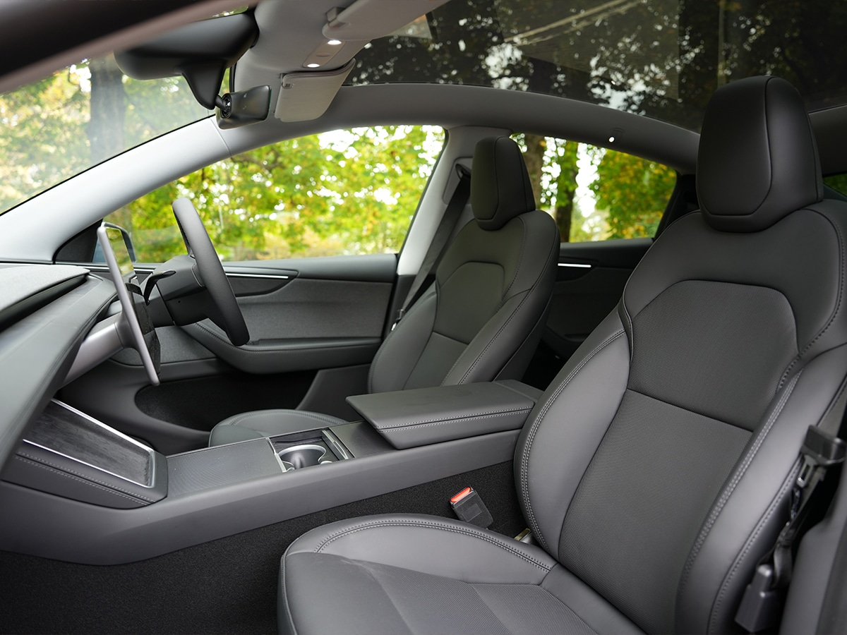 Tesla model y review front seats