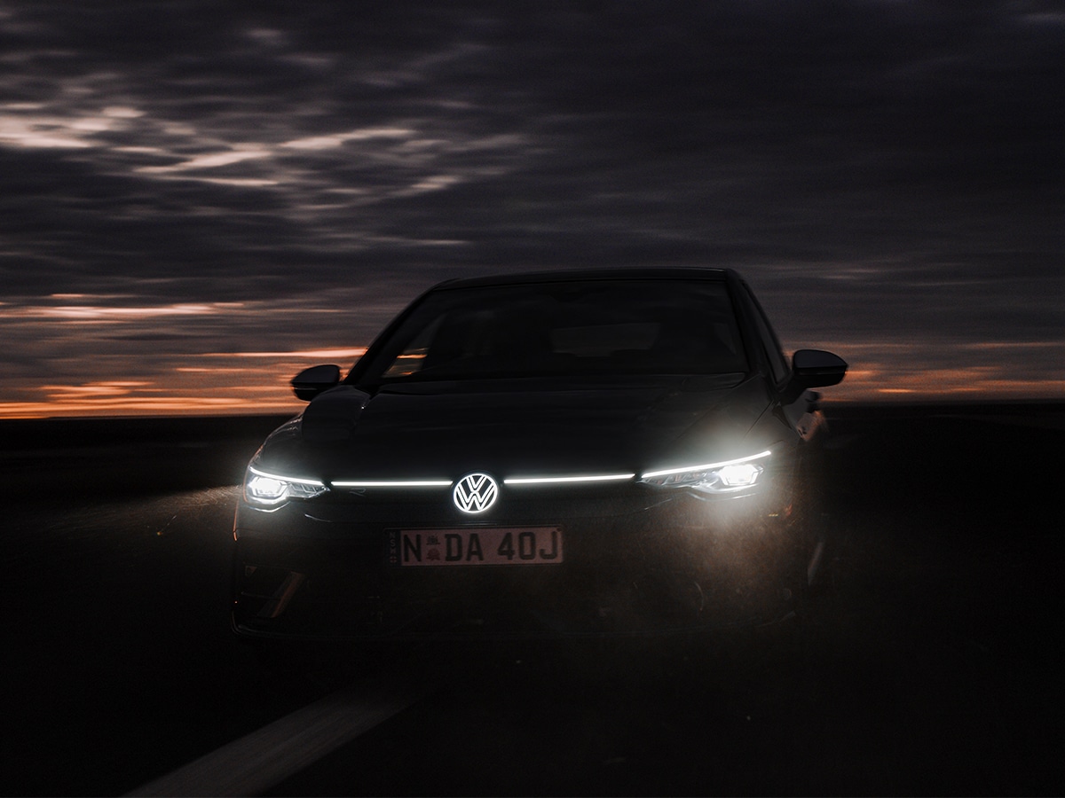 2025 golf r in lapiz blue headlights