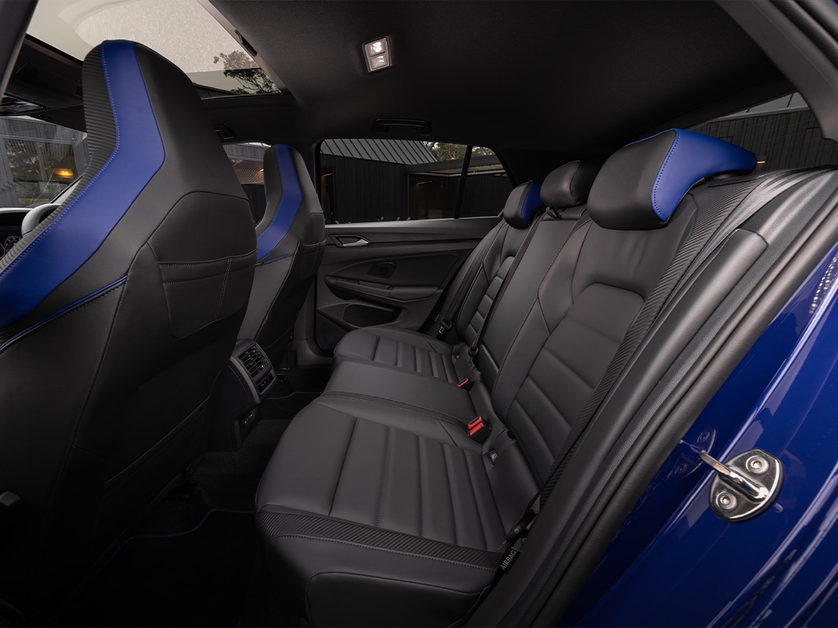 2025 golf r in lapiz blue rear seats
