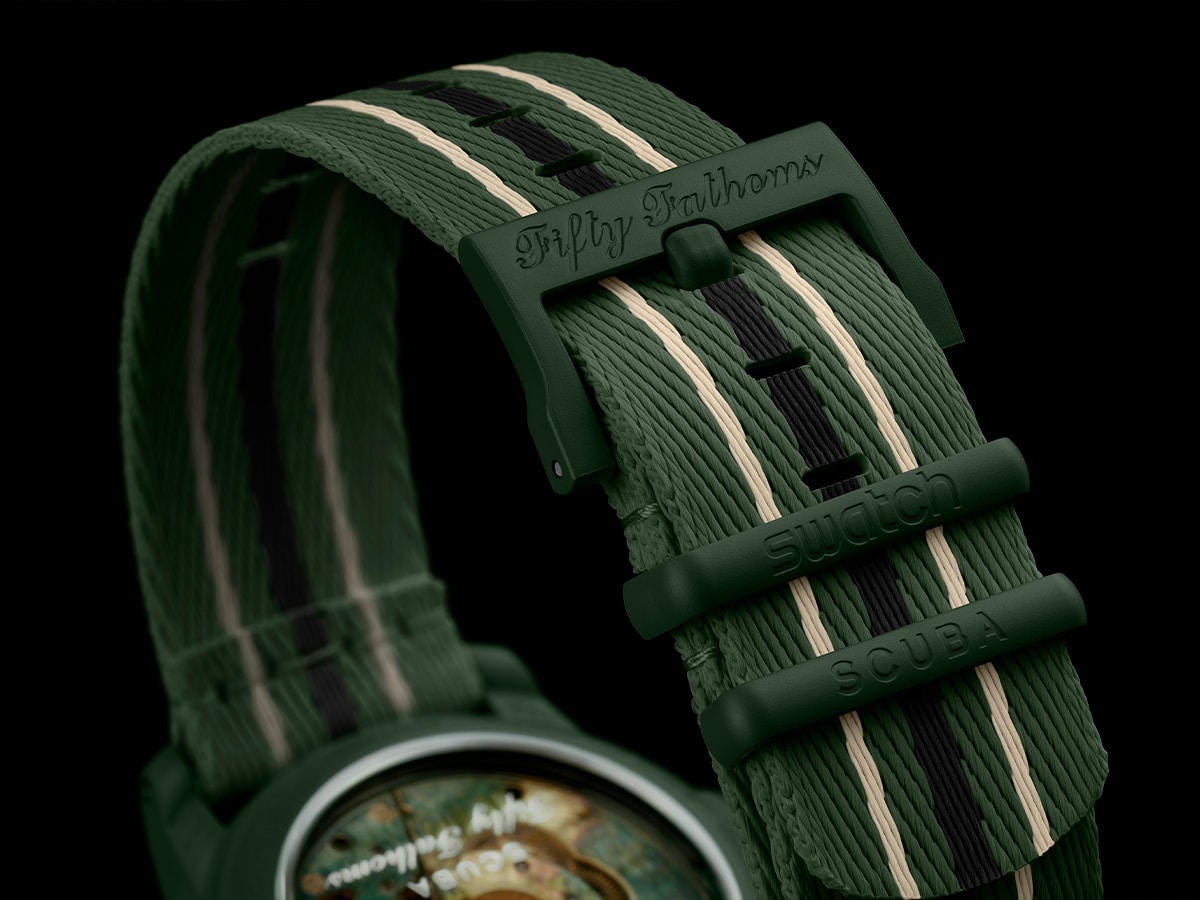 Blancpain x swatch bioceramic scuba fifty fathoms 'green abyss' strap