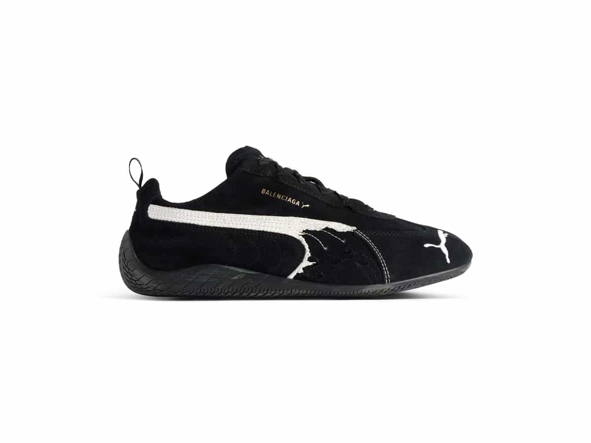 Speedcat suede balenciaga in black white
