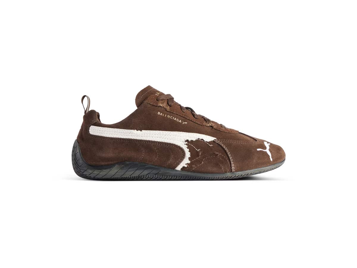 Speedcat suede balenciaga in brown white black