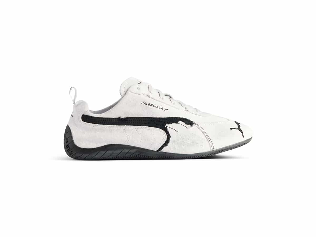 Speedcat suede balenciaga in white black