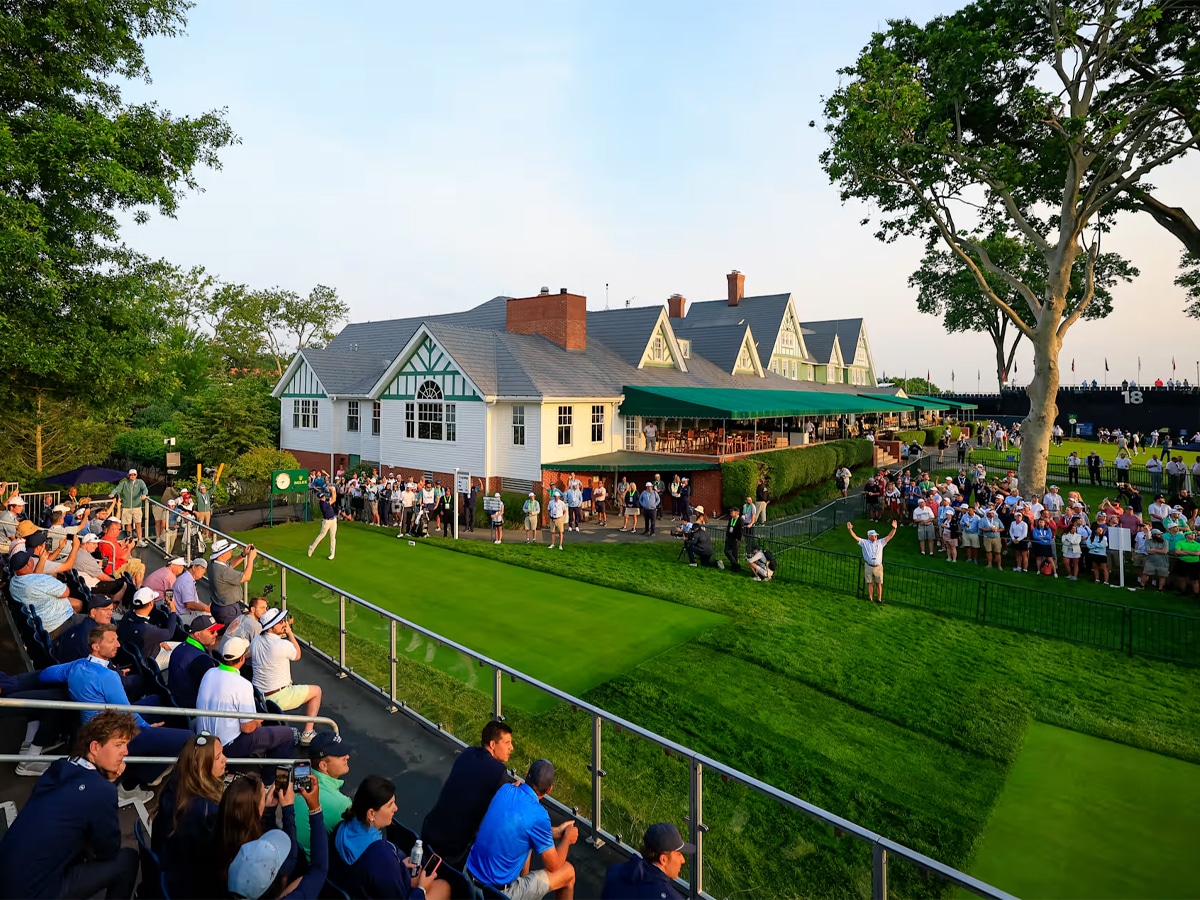 Matt Vogt with the opening tee shot of the 2025 U.S. Open | Image: Mike Ehrmann/USGA