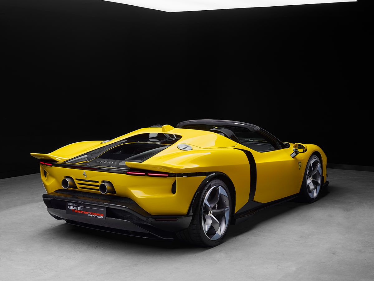 Ferrari 849 testarossa spider in yellow rear end
