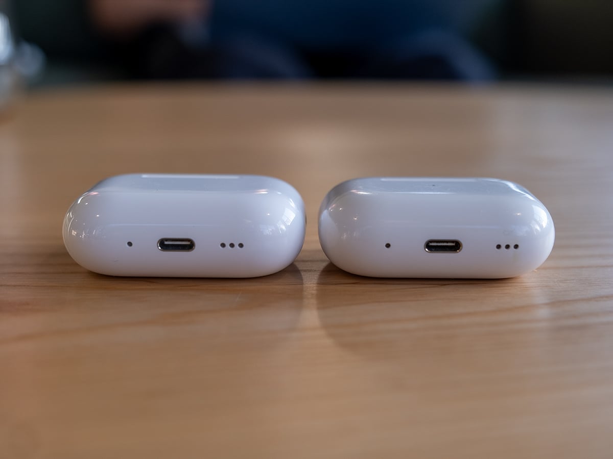 Apple airpods pro 3 next to airpods pro 2 case