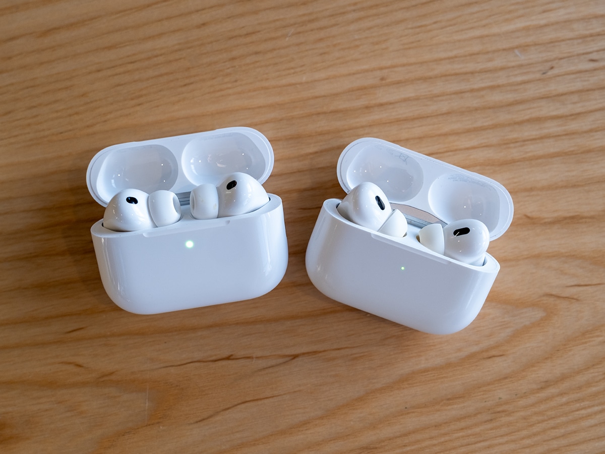 Apple airpods pro 3 next to airpods pro 2