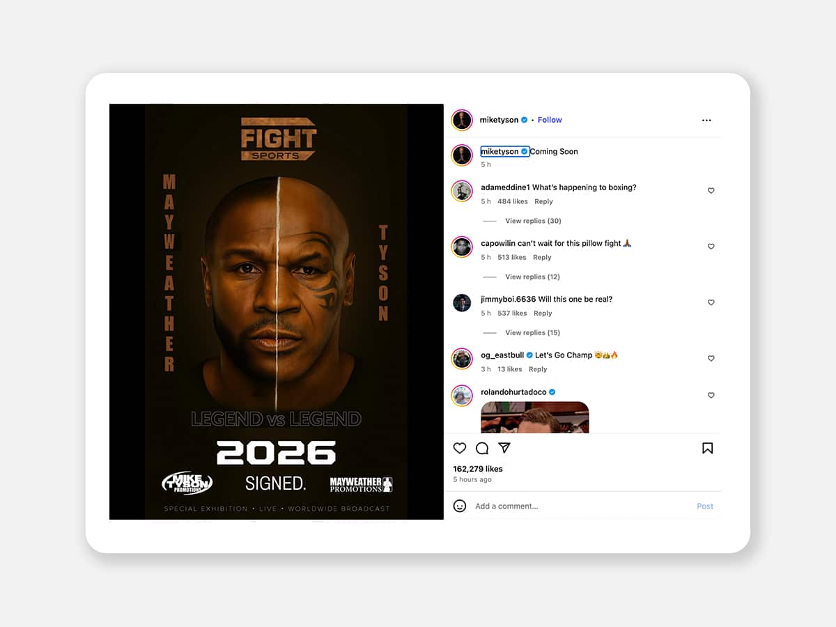 Mike Tyson's post confirming the fight | Image: Mike Tyson/Instagram