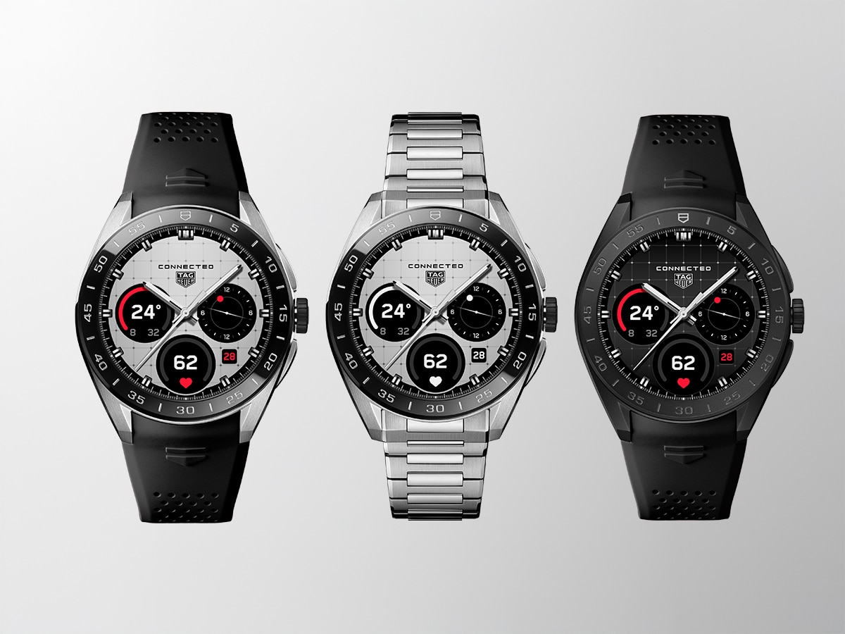 TAG Heuer Connected Calibre E5 Smartwatch Ref. SBT8A10.BT6292 (L), Ref. SBT8A10.BA0003 (M), Ref. SBT8A80.BT6293 (R) | Image: TAG Heuer 