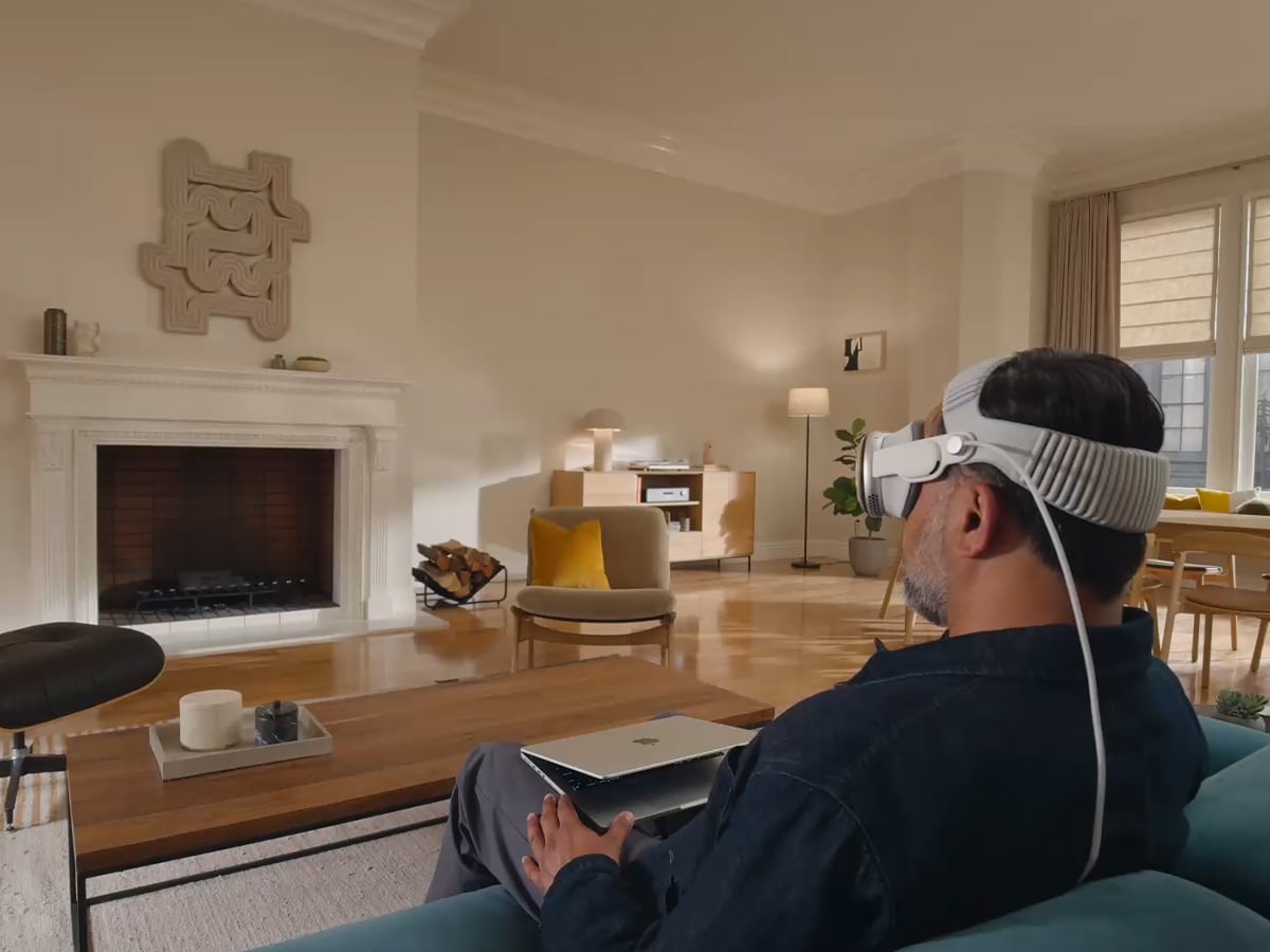 Apple vision pro on the couch