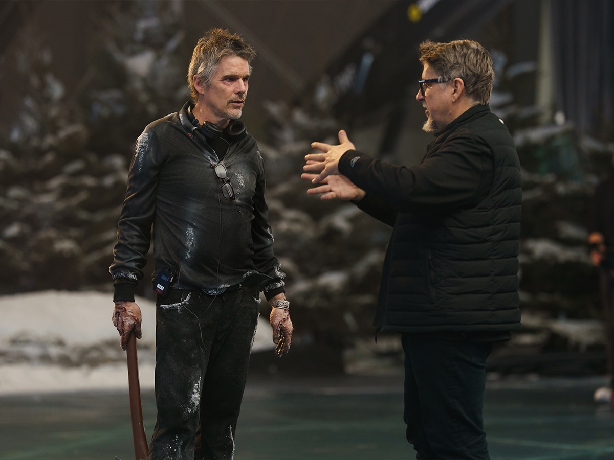 Ethan Hawke and director Scott Derrickson on the set of 'Black Phone 2' | Image: Sabrina Lantos/Universal Pictures and Blumhouse
