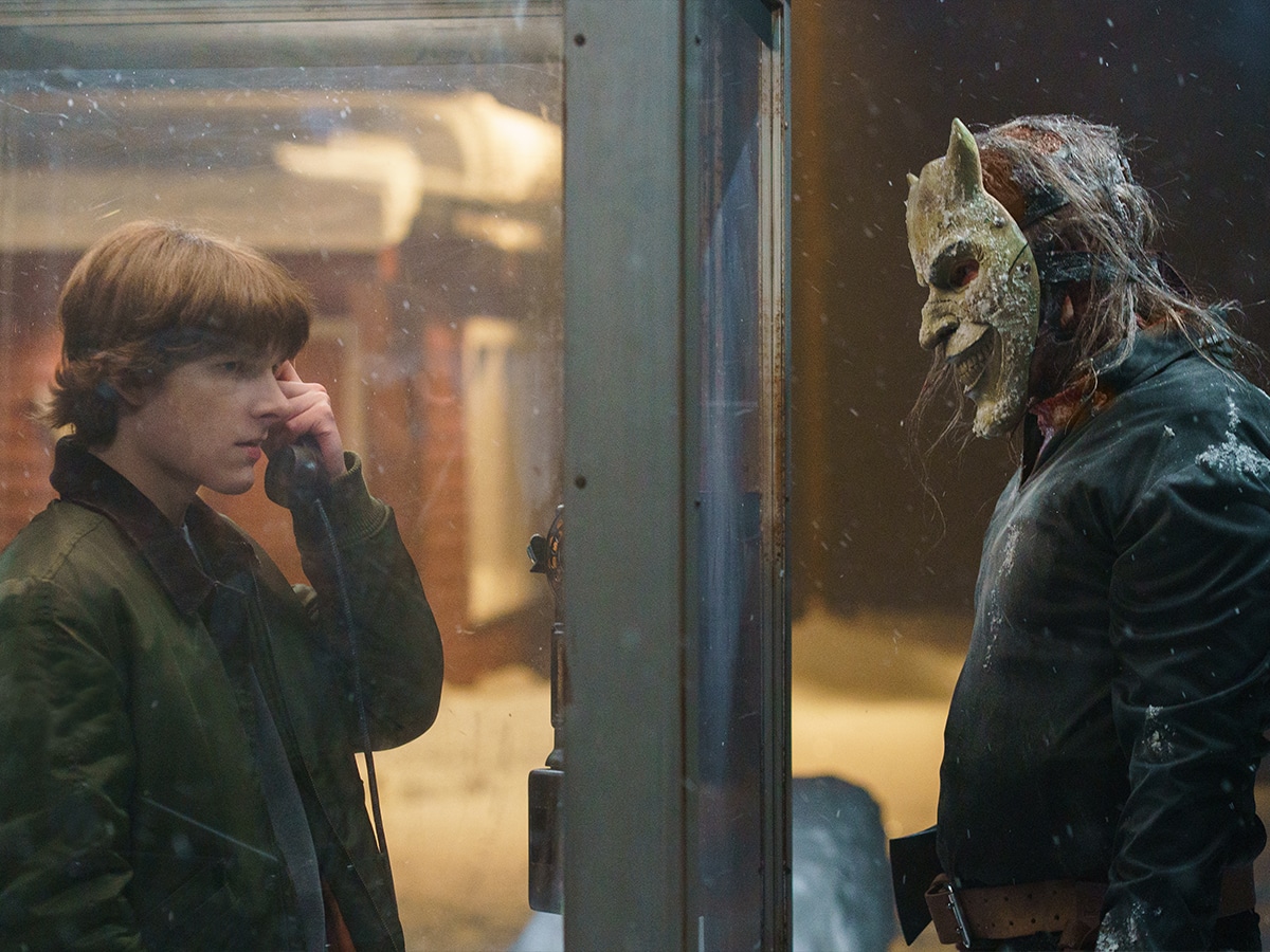 Finn (Mason Thames) and The Grabber (Ethan Hawke) in 'Black Phone 2' | Image: Sabrina Lantos/Universal Pictures and Blumhouse