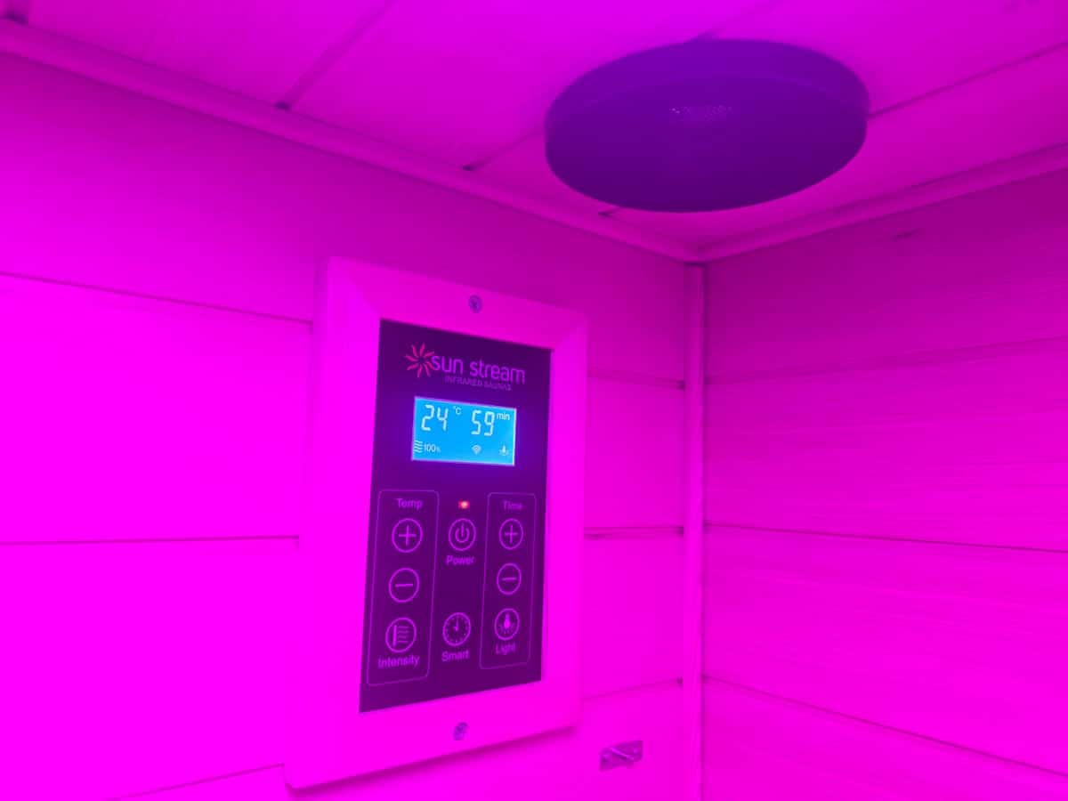 Evolve mini infrared sauna control panel