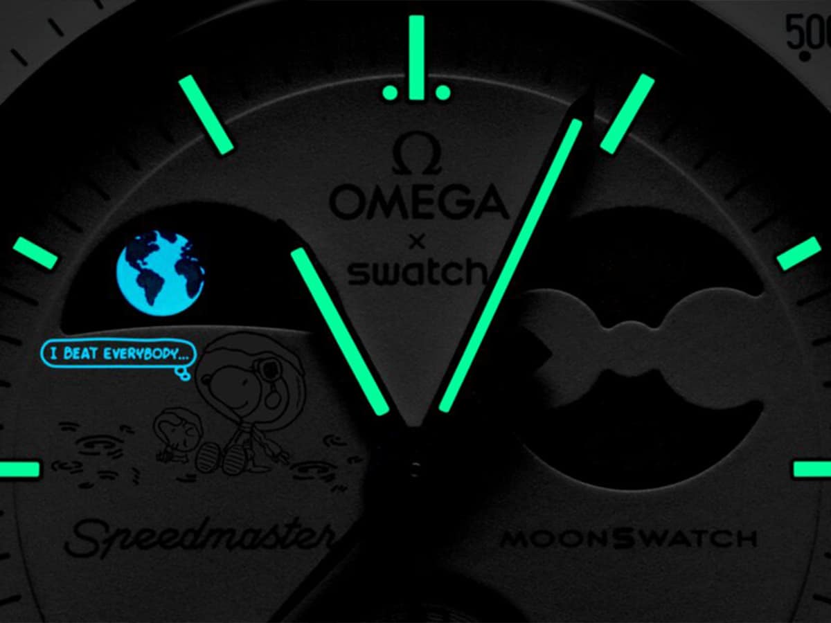 Omega x swatch mission to the earthphase 'cold moon' night time