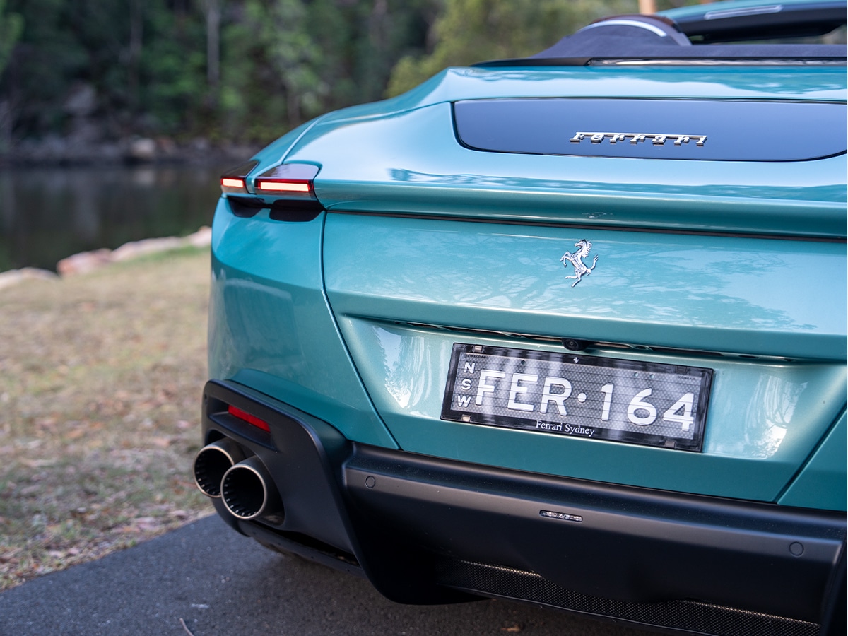 Ferrari roma spider rear end close up