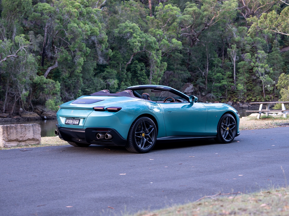 Ferrari roma spider rear three quarter 2