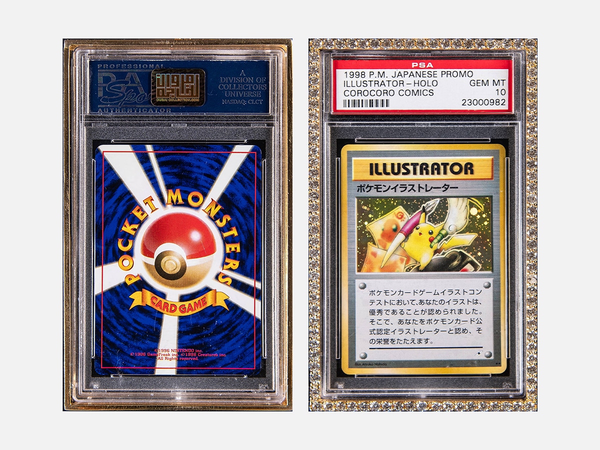 Logan paul's world record holding pikachu illustrator side by side