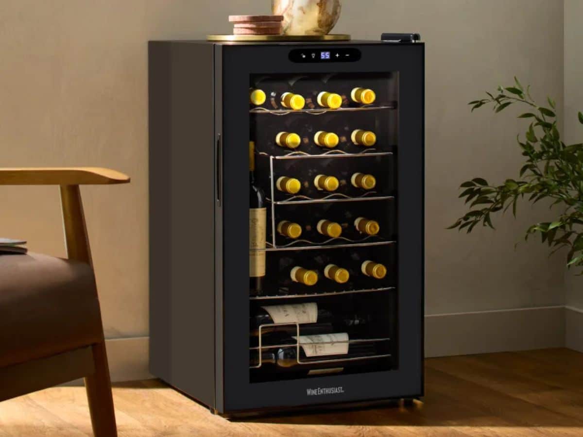 Home bar essentials; Wine enthusiast 32 bottle dual zone max details