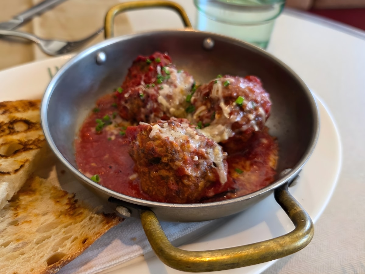 Wood fired beef meatballs