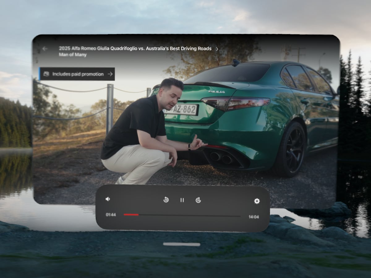 Youtube app for vision pro feature video