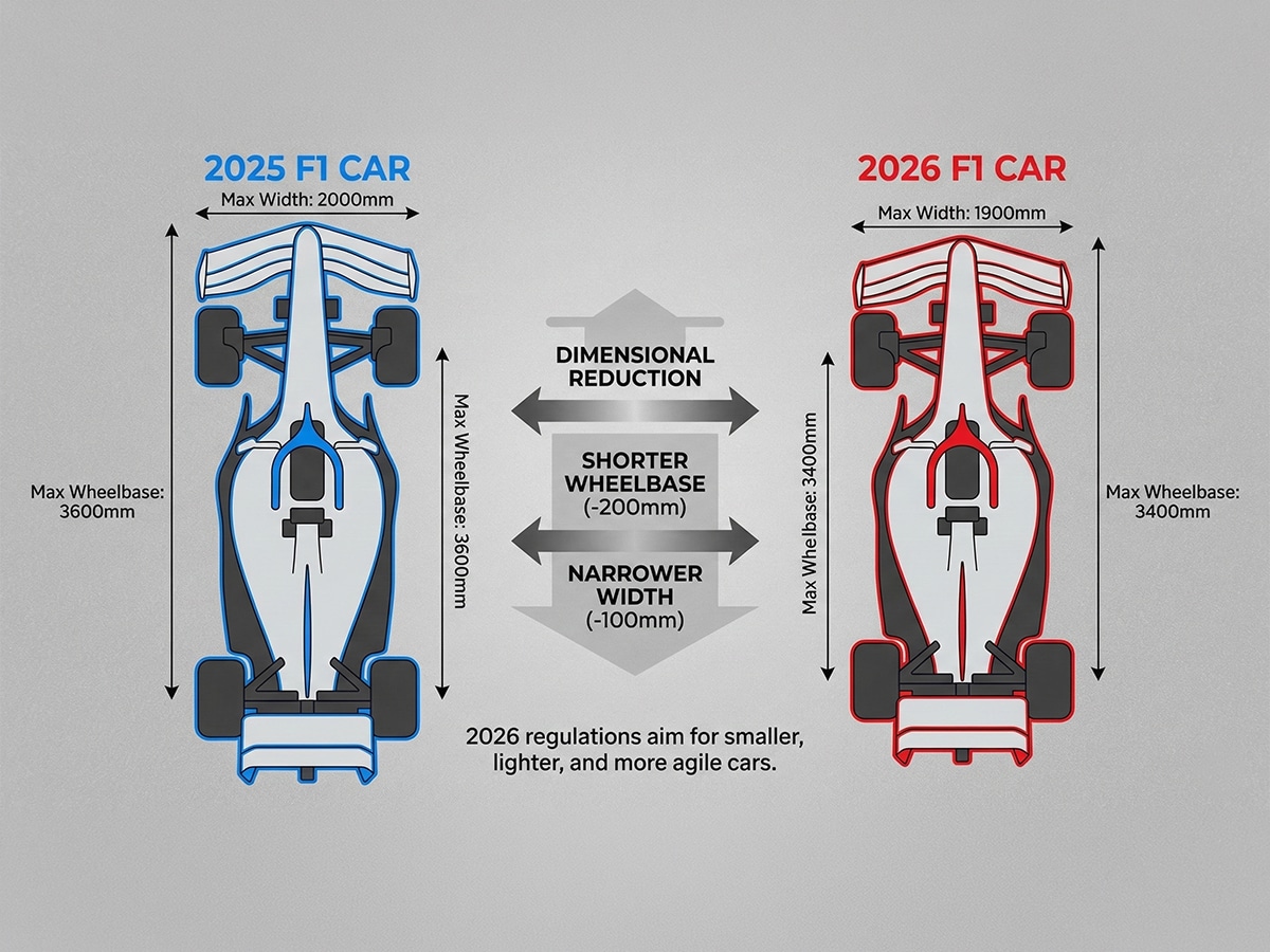 2026 f1 car size graphic