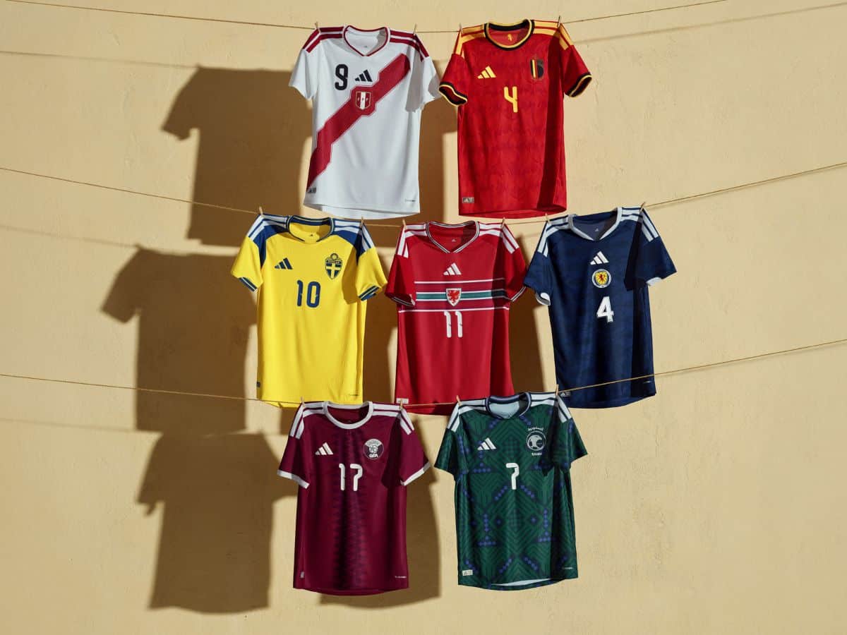 The adidas performance logo, technical supplier for several 2026 World Cup national teams.