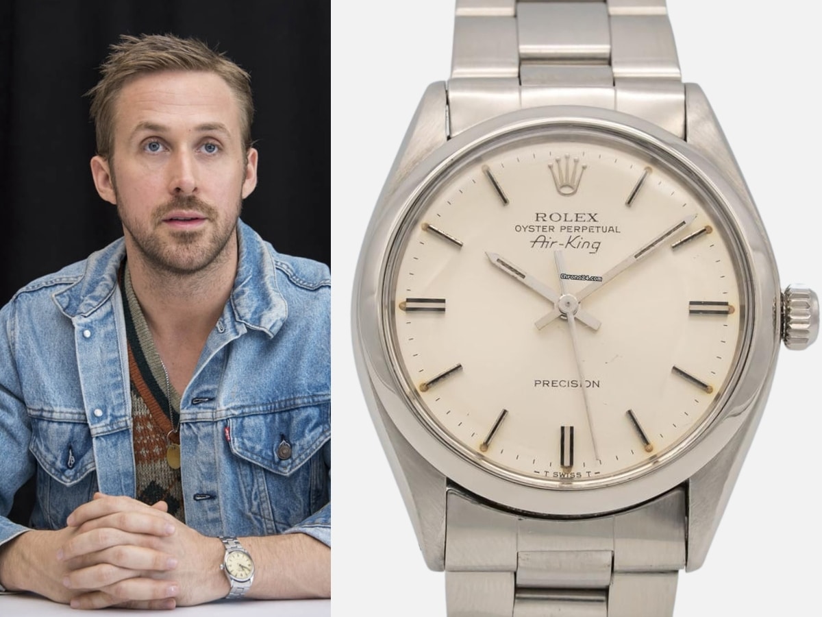 Ryan gosling wearing the rolex air king 5500