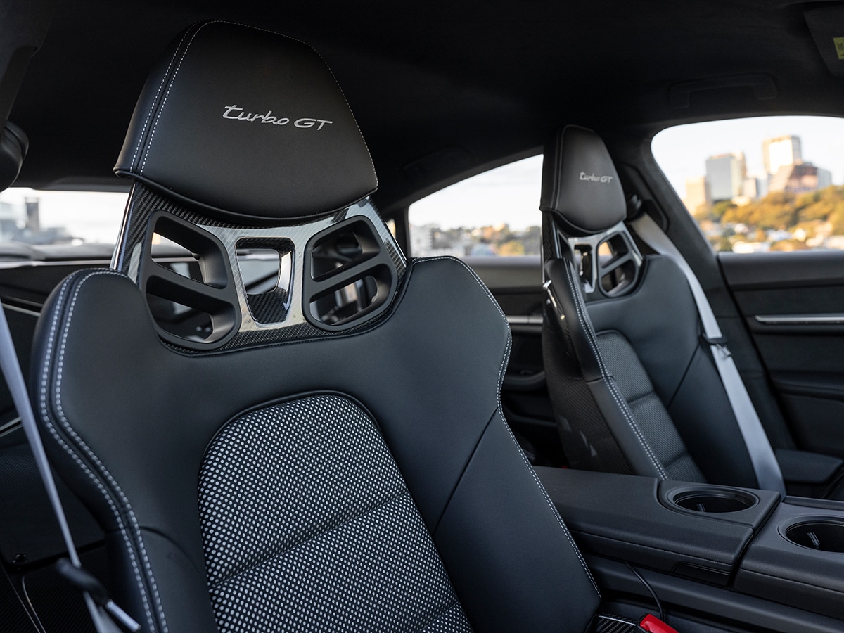 Taycan turbo gt with weissach package front seats