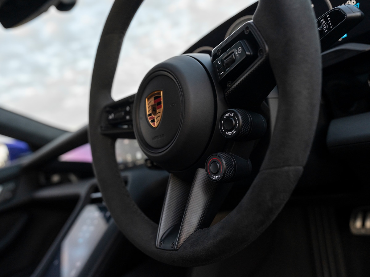 Taycan turbo gt with weissach package steering wheel