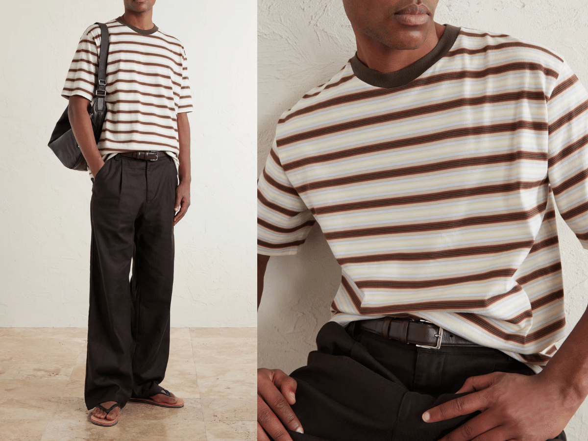 Auralee - Striped Cotton-Jersey T-Shirt | Image: MR PORTER