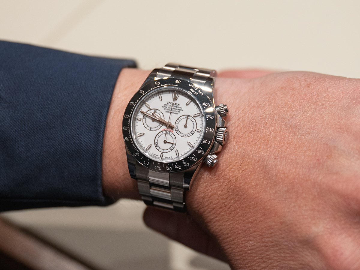 Rolex daytona on wrist