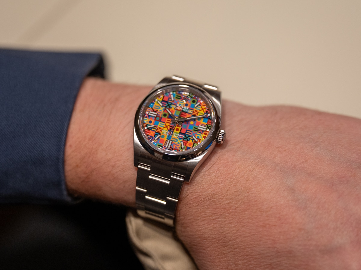 Rolex jubilee motif on wrist