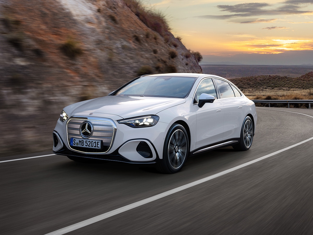 All new electric c class on road