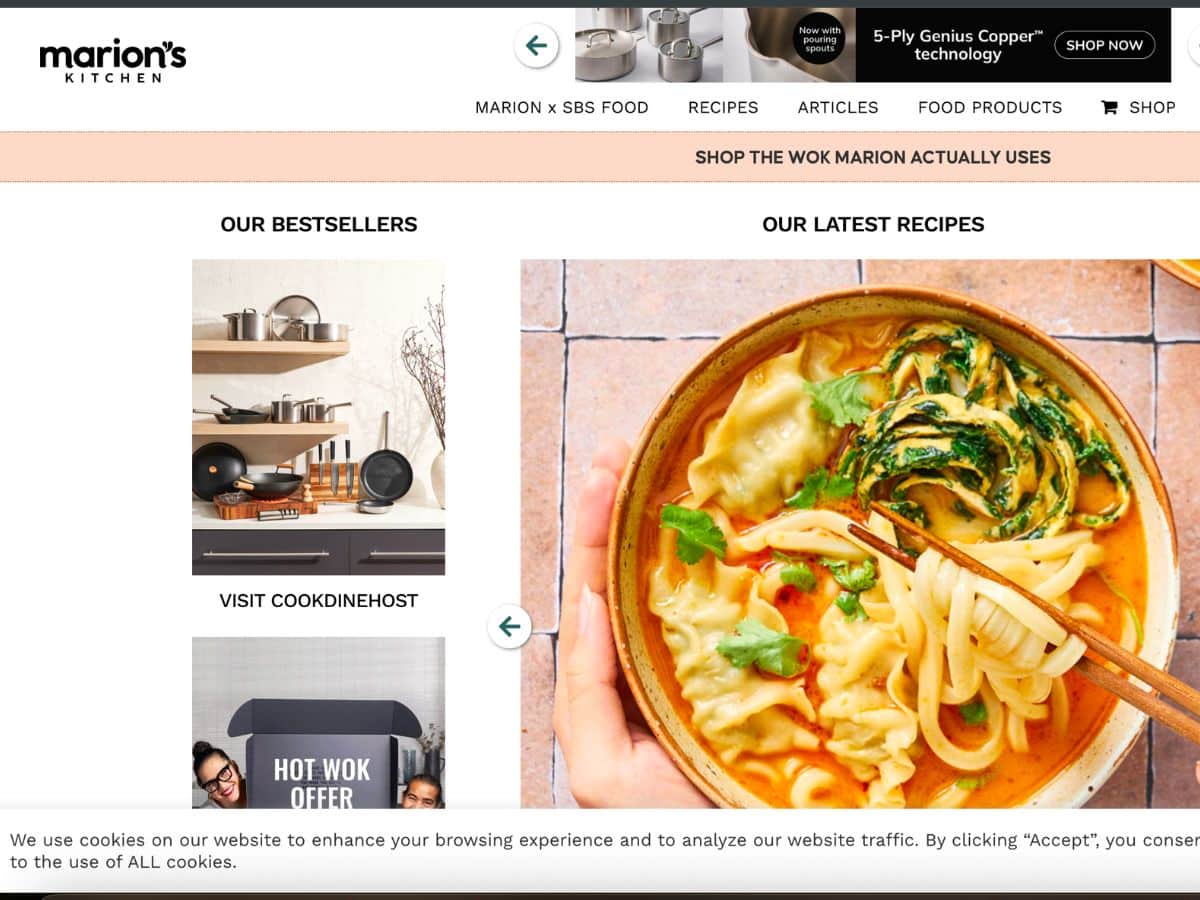 Marion's Kitchen homepage screenshot