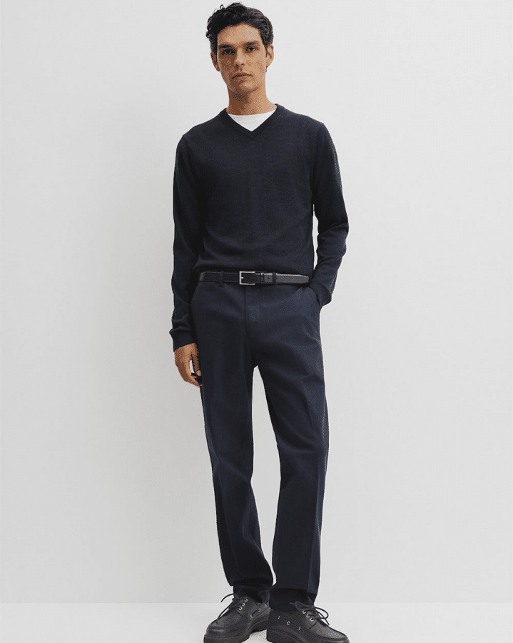 Mens merino v neck country road