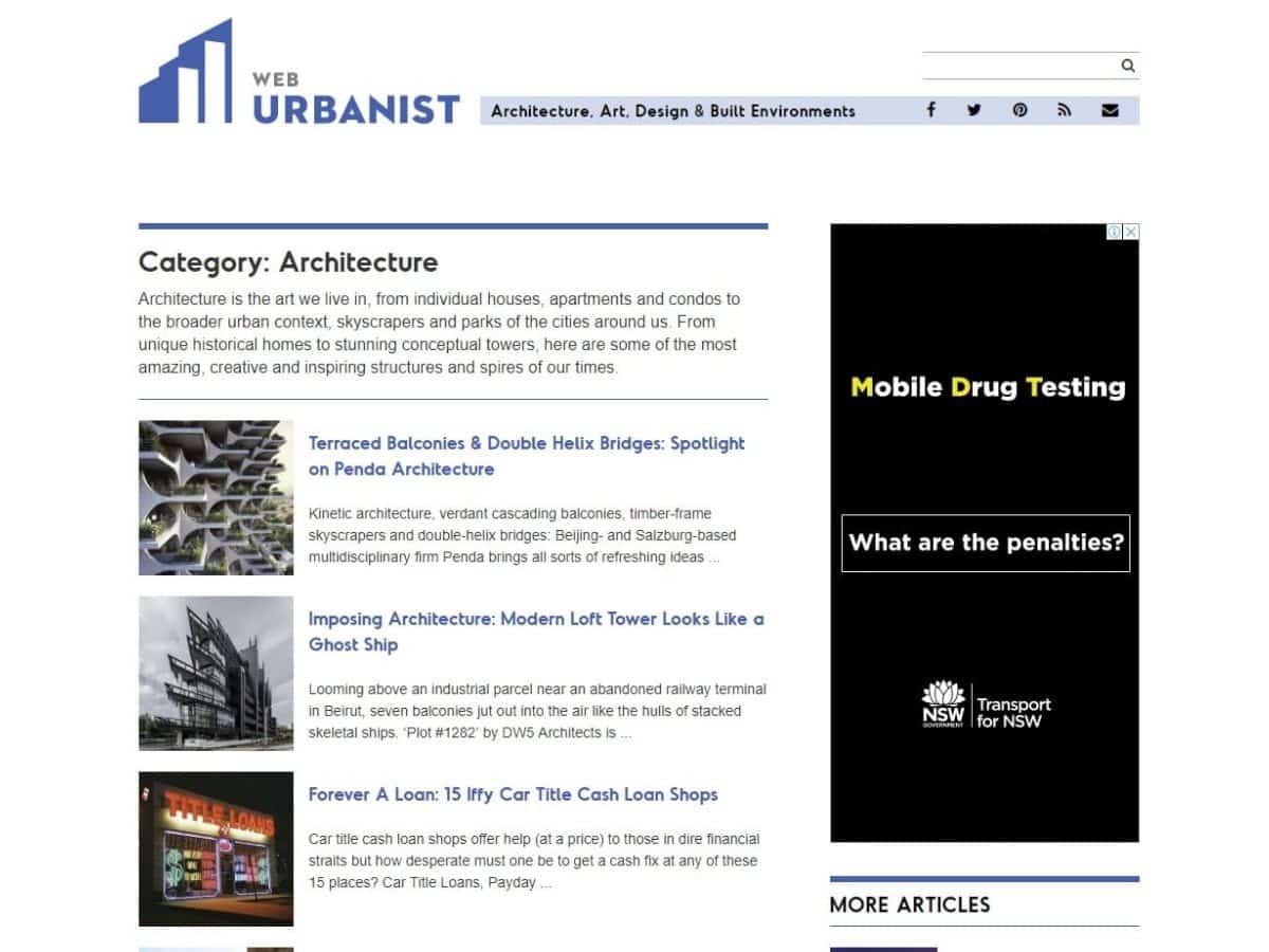 WebUrbanist website homepage screenshot