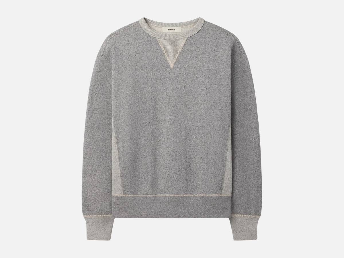 Buck mason welterweight double v crew sweatshirt