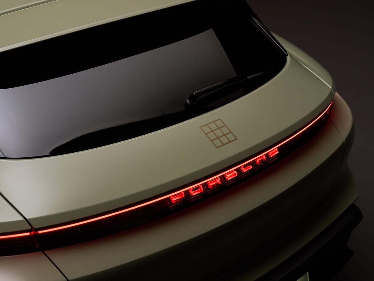 Porsche taycan sport turismo soho house rear hatch logo