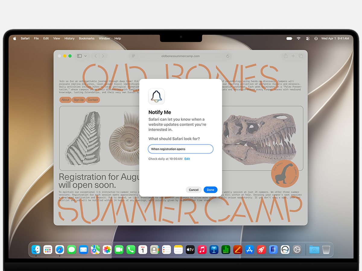 Safari's 'notify me' background tracker