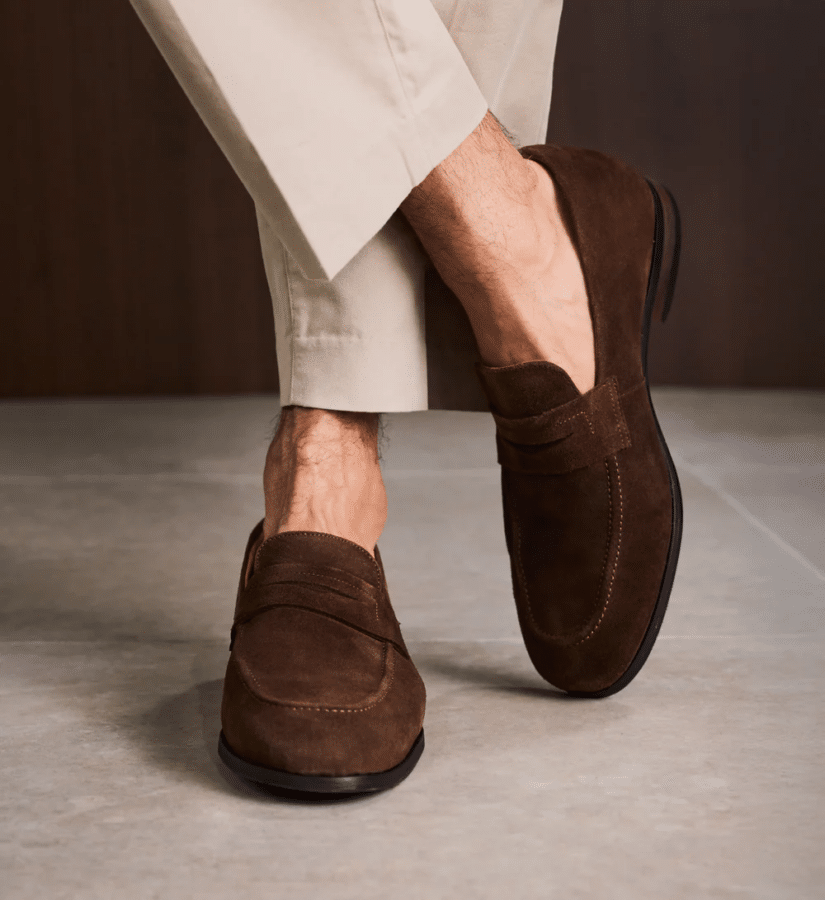 Bared suede loafer