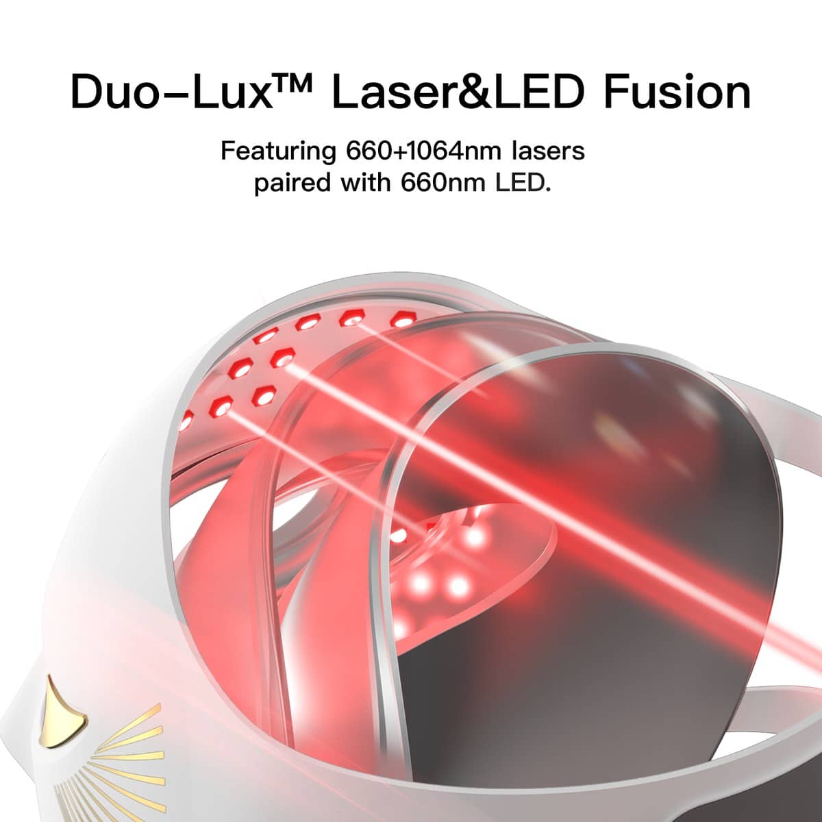 Close-up of the Megelin Duo-Lux 660nm and 1064nm laser and LED array