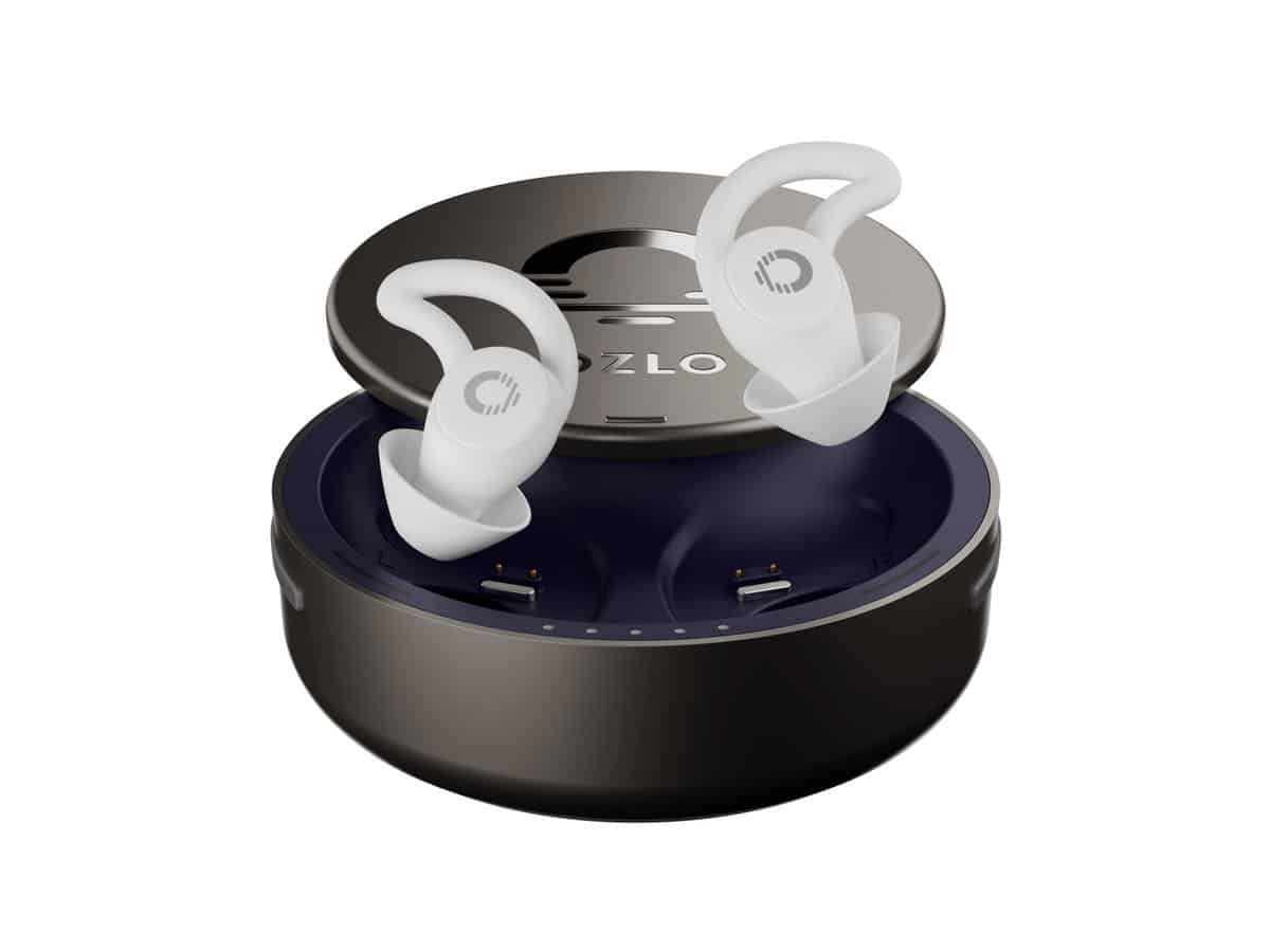 Ozlo Sleepbuds earbuds resting in their charging case