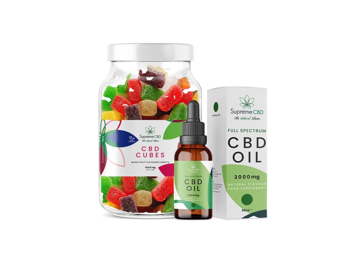Supreme CBD Perfect Starter Bundle with 3000mg Full Spectrum CBD Oil and CBD gummies