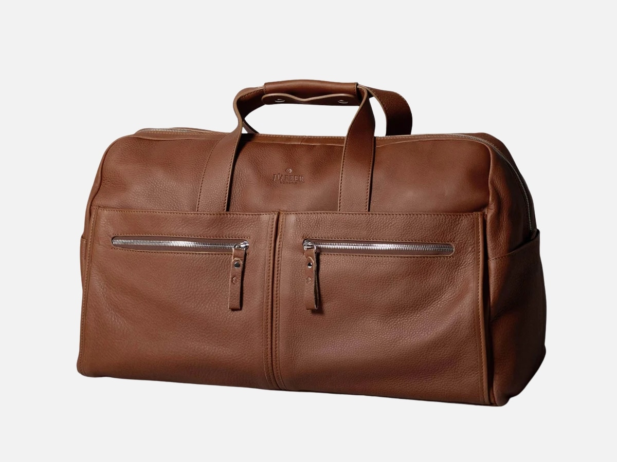 Harber london men's leather weekender bag