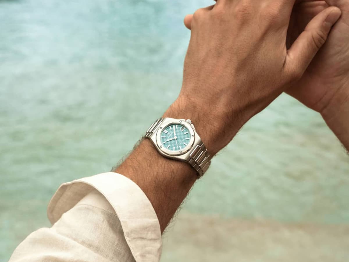 Iwc ingenieur automatic 35 'pool' blue on wrist