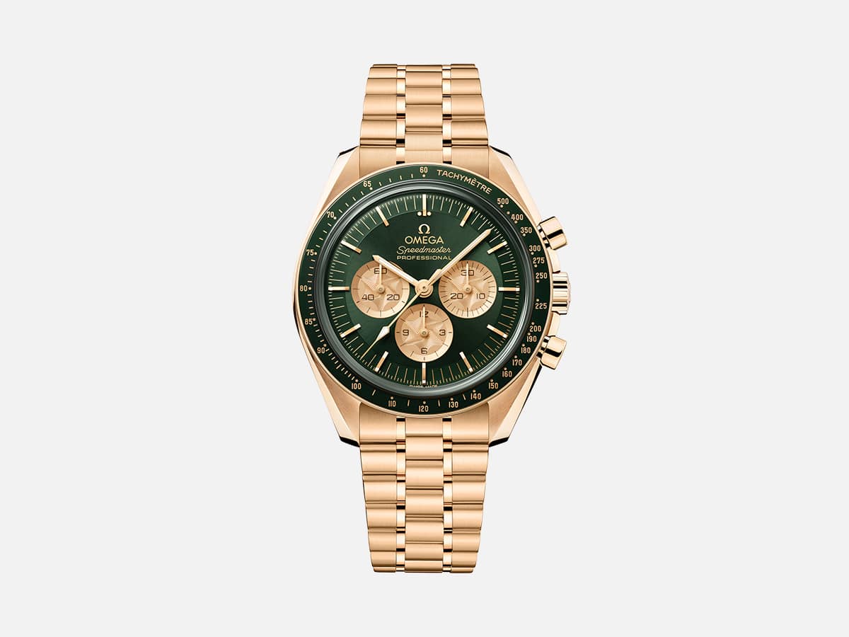 Omega speedmaster gold front on
