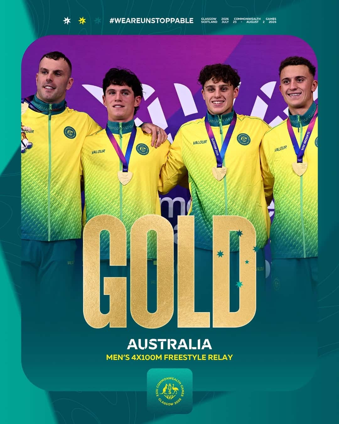 Australia, Men's 4x100m Freestyle Relay, Glasgow 2026 Commonwealth Games