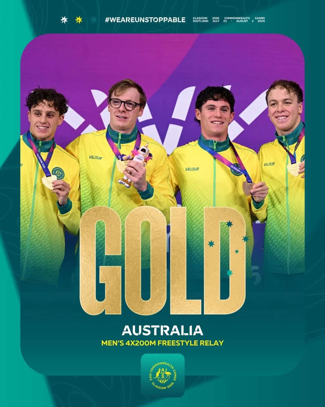 Australia, Men's 4x200m Freestyle Relay, Glasgow 2026 Commonwealth Games