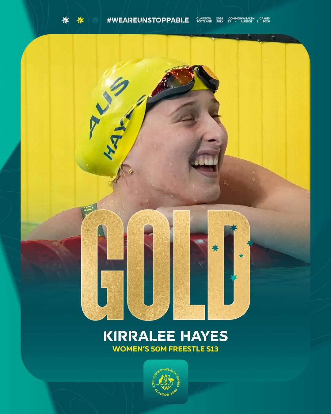 Kirralee Hayes, Women’s 50m Freestyle S13, Glasgow 2026 Commonwealth Games
